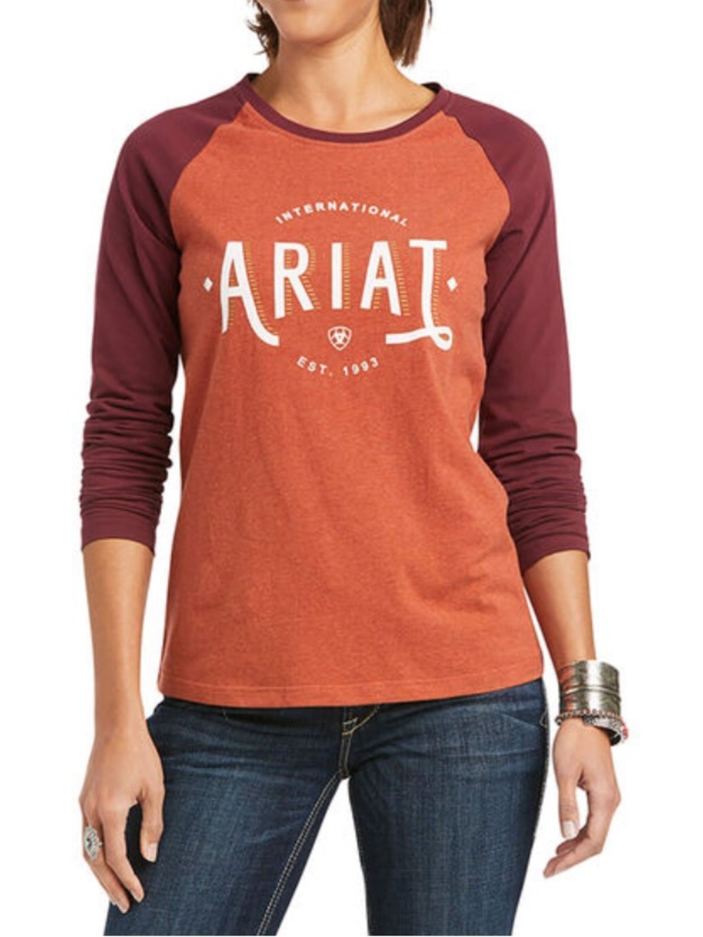 Ariat Real Loop Baseball T-Shirt Ringer Women’s Size Large